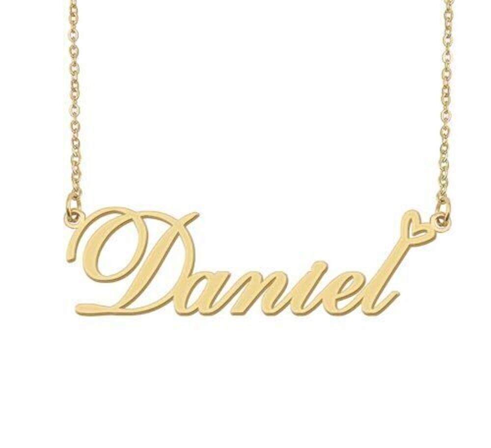 2816 Daniel Name Necklace Heart Charm Pendant 18k Gold Plated Stainless